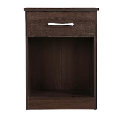 1-Drawer Nightstand with Open Shelf - 24" - Dark Brown