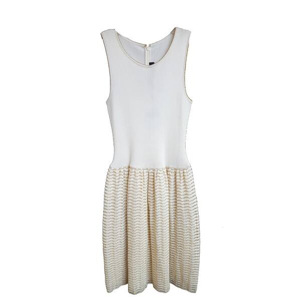 Shop St John Threaded Knit Dress Cream Gold 6 On Sale Free