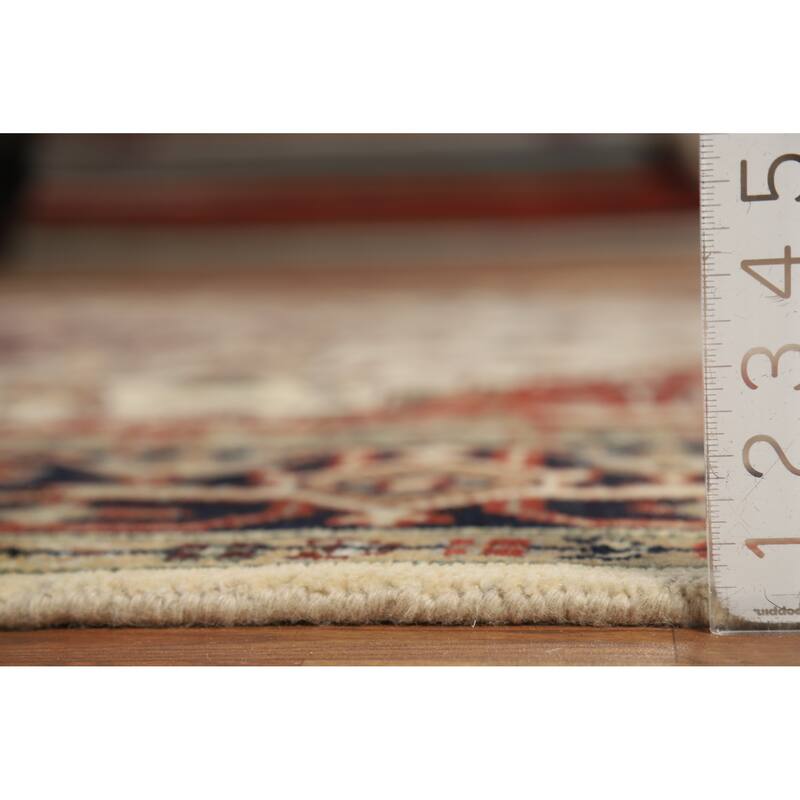 Geometric Ivory Heriz Serapi Indian Area Rug Handmade Wool Carpet - 8'0" x 9'9"