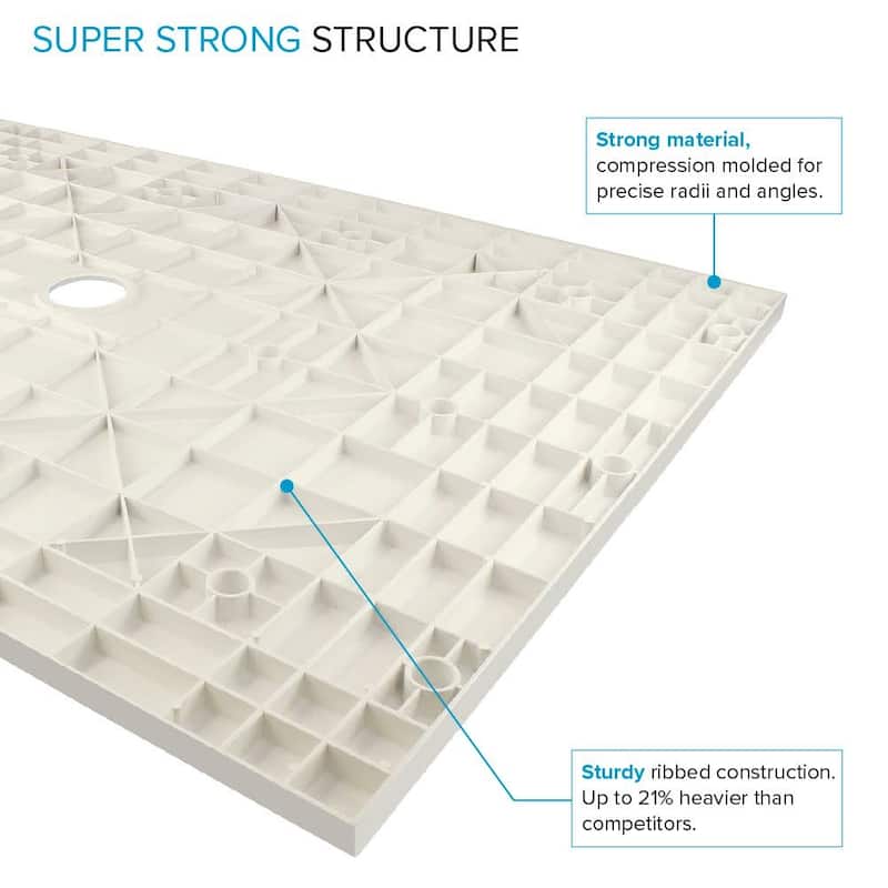 Transolid FZS6340C 63" x 39-3/8" Rectangular Shower Base with Center