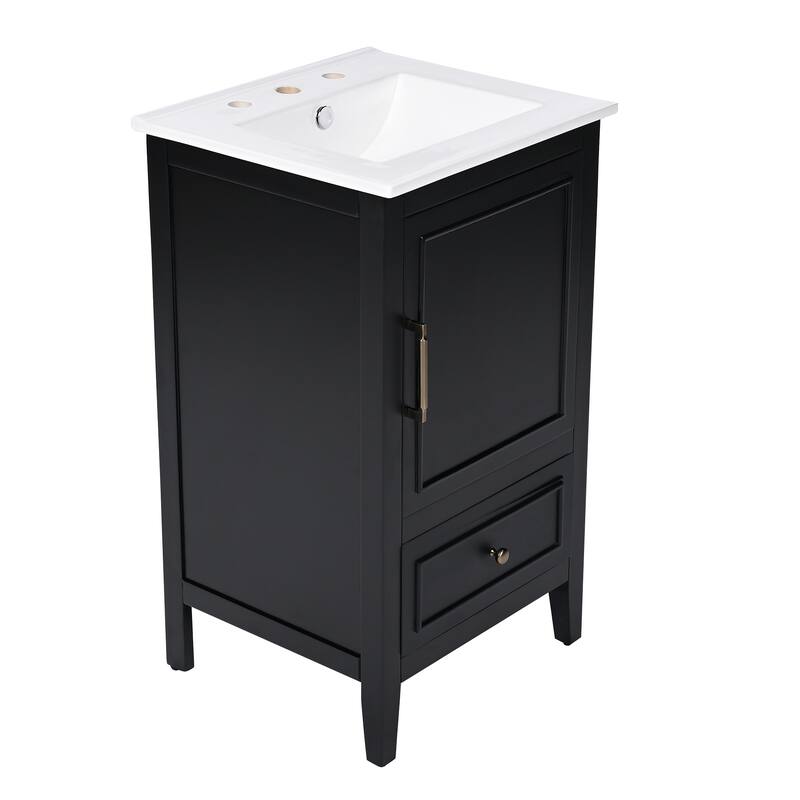 20" Bathroom Vanity Cabinet with Sink, Drawer, Storage Door Shelf and Adiustable Foot Pads