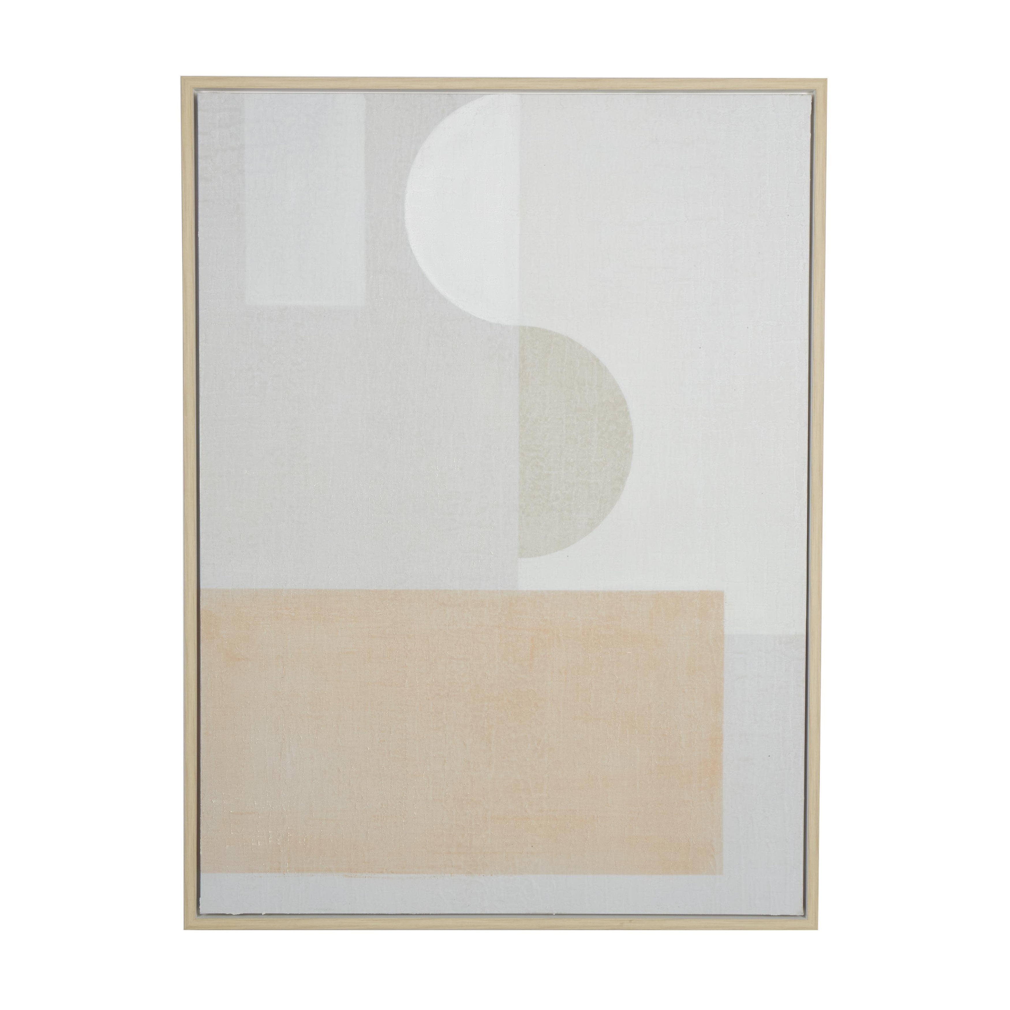 Canvas Geometric Mid Century Modern Shape Framed Wall Art with Pink and Sage Accents - Cream - Roche River Decor