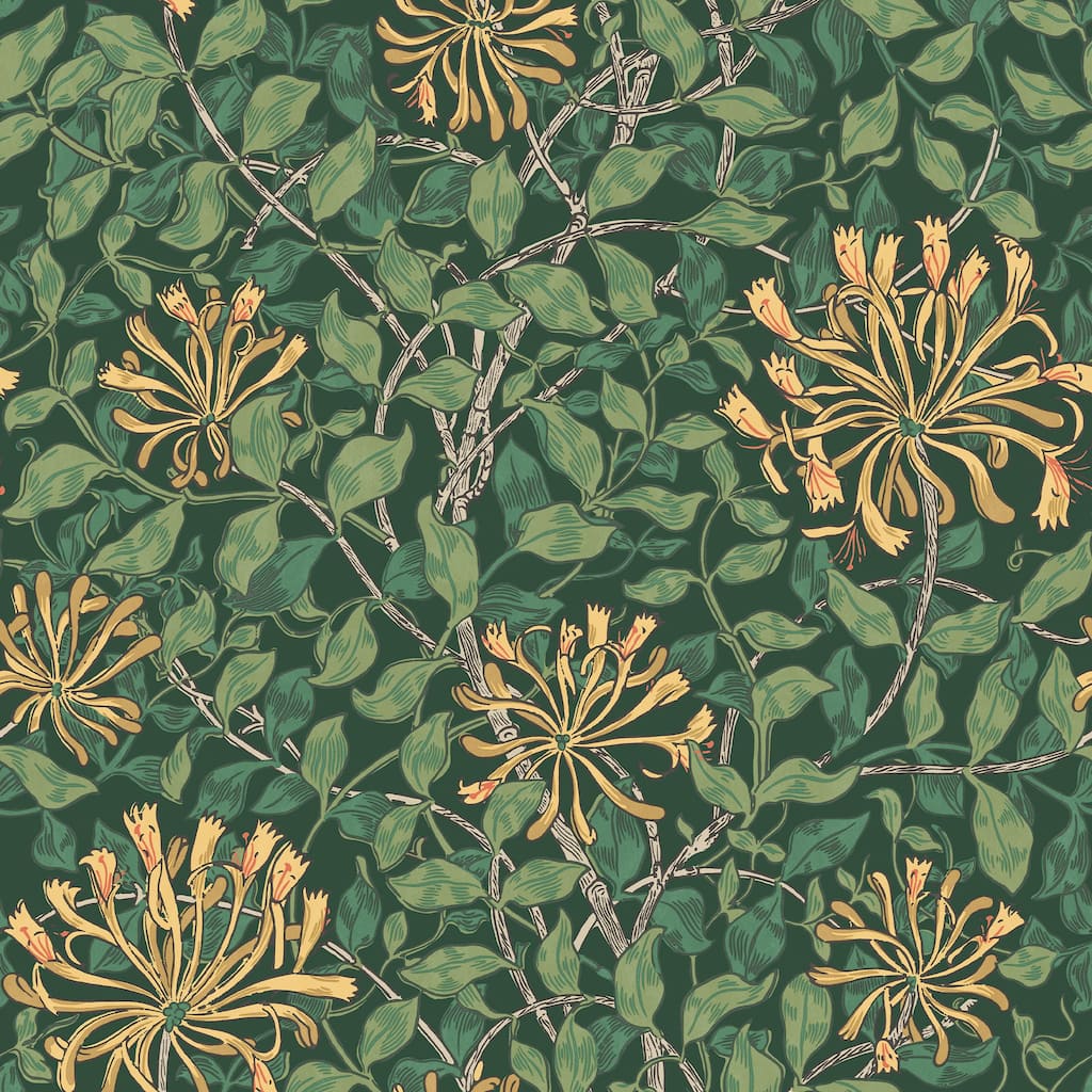 William Morris Honeysuckle Verde Wallpaper