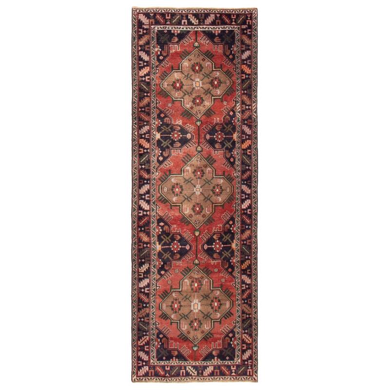 ECARPETGALLERY Hand-knotted Konya Anatolian Red Wool Rug - 3'5 x 10'6 - Red - 3'5 x 10'6