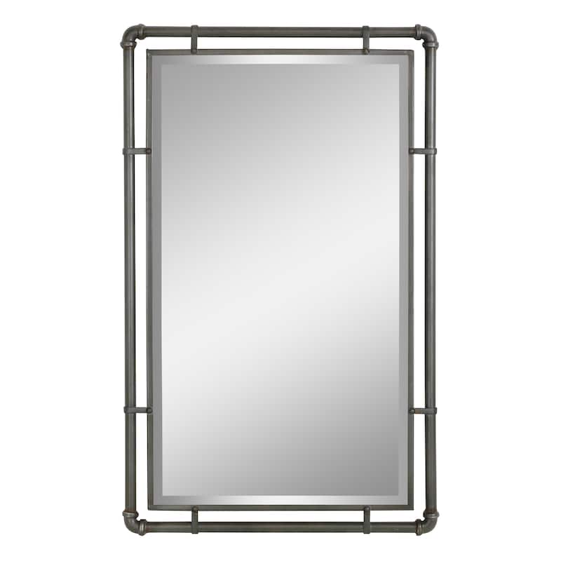 Carbon Loft Berlik Industrial Metal Wall Mirror - Grey