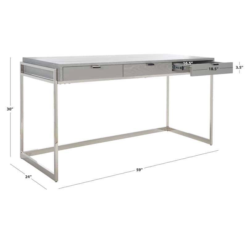 SAFAVIEH Couture Radunka 3-Drawer Smoked Eucalyptus Writing Desk