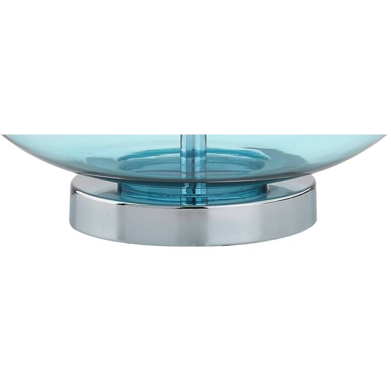 Ames 25.5" Glass Teardrop LED Table Lamp, Mercury Silver/Chrome (Set of 2) by JONATHAN Y