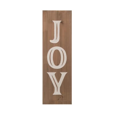 Transpac Wood 29.53 in. Brown Christmas Joy Decor