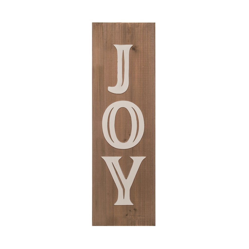 Transpac Wood 29.53 in. Brown Christmas Joy Decor