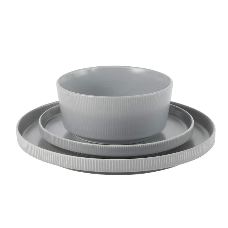 Gibson Home Dempsey Road 12-Piece Durable Modern Embossed Stoneware Dinnerware Set - Service for 4