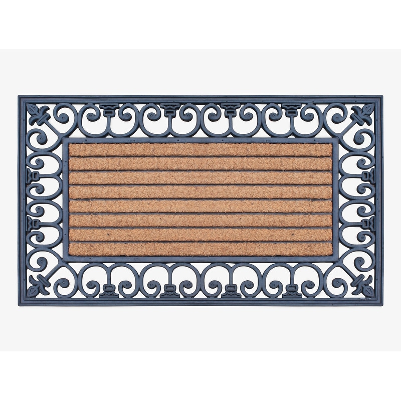 Envelor Indoor Outdoor Doormat Grey 24 in. x 36 in. Checker Half Round Floor Mat, Checker - Grey