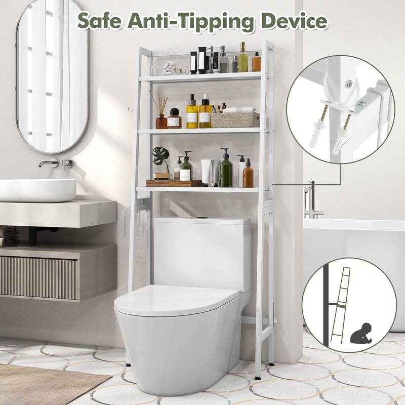 Gymax 3-Tier Over The Toilet Storage Shelf w/ Adjustable Adjustable