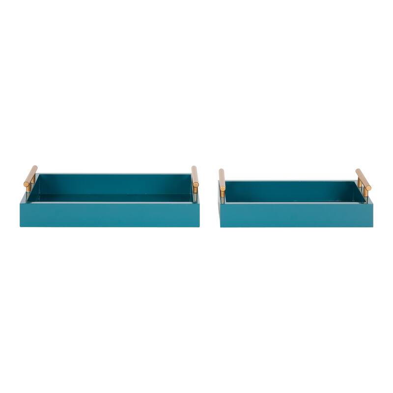 Kate and Laurel Lipton Rectangle Wood Tray Set - 2 Piece