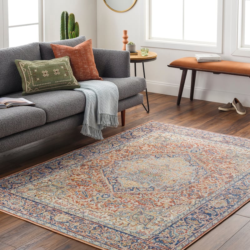Livabliss Kotosky Medallion Indoor/ Outdoor Area Rug - 8'10" x 12' - Blue/Red