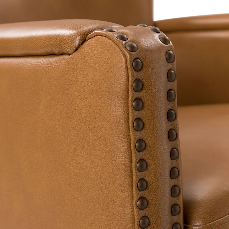 Pascual Classic Genuine Leather Swivel Chair With Nailhead Trim Arm Set of 2 by HULALA HOME