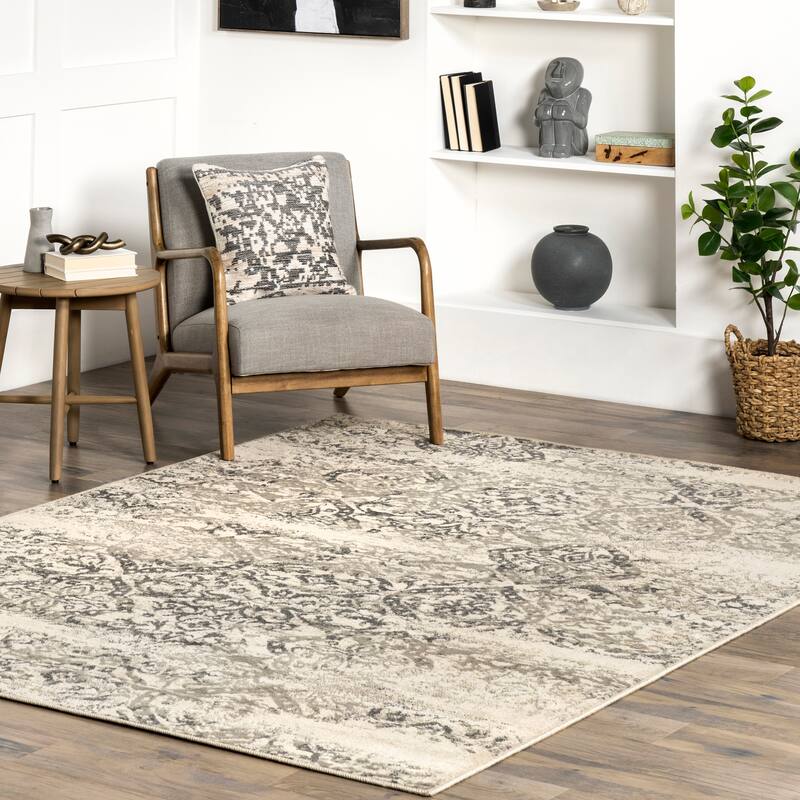 Nuloom Freja Faded Floral Area Rug - 9' x 12' - Grey