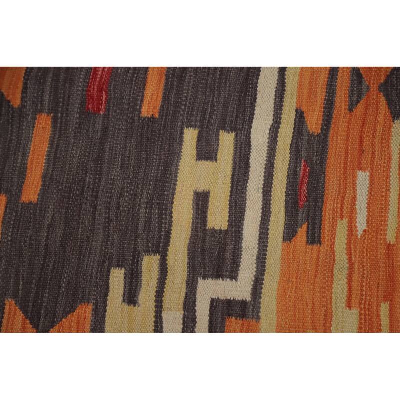 Hand Woven Oriental 100% Wool Carpet Southwestern Tribal Oranges & Rust Kilim Area Rug - 5' 11'' X 4' 1''
