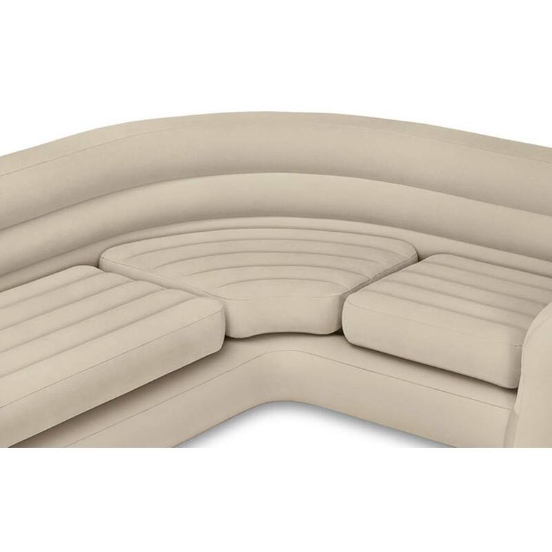 Intex Inflatable Corner Living Room Neutral Sectional Sofa & Lounge Chair Set