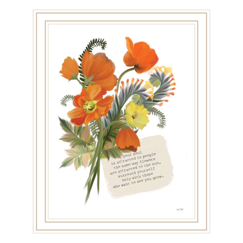 TrendyDecor4U Contemporary "See You Grow" Framed Print Wall Art - White