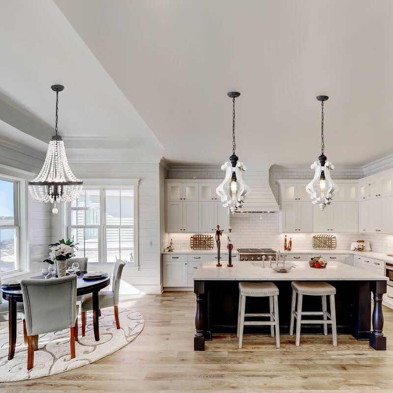 Oaks Aura Rustic Wood Pendant Light Kitchen Island Light, Farmhouse Hallway Chandelier, Dining Pendant Light