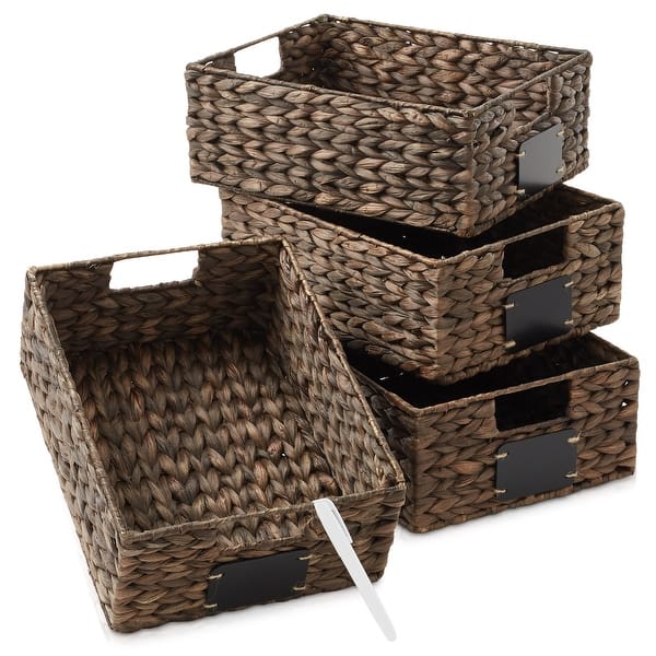Water Hyacinth Pantry Storage Basket Organizer Bins - Espresso - Hyacinth - 10" x 13" x 5"