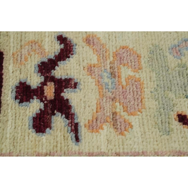 Vegetable Dye Wool Oushak Turkish Area Rug, Medallion Geometric Carpet - 9' 8'' X 8' 4''