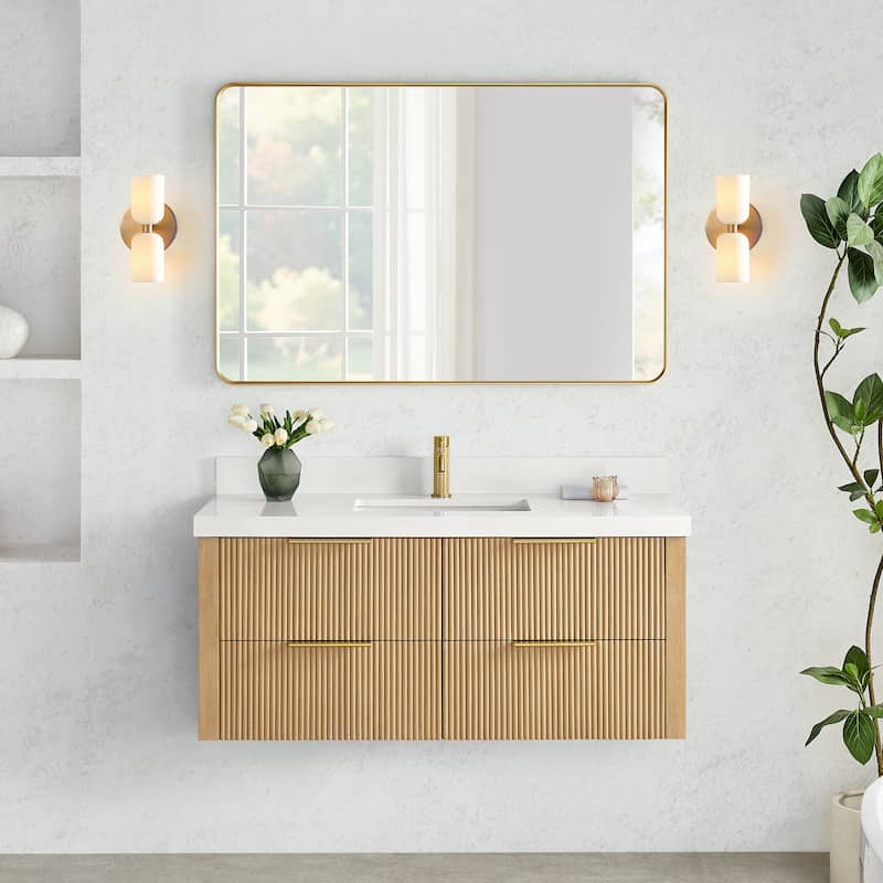 Barcelona Floating Bath Vanity with Quartz Stone Top without Mirror