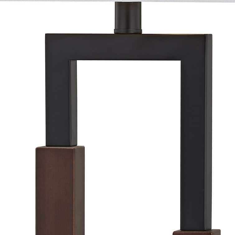 30" Wood/Black Table Lamp Set With USB (Set of 2)