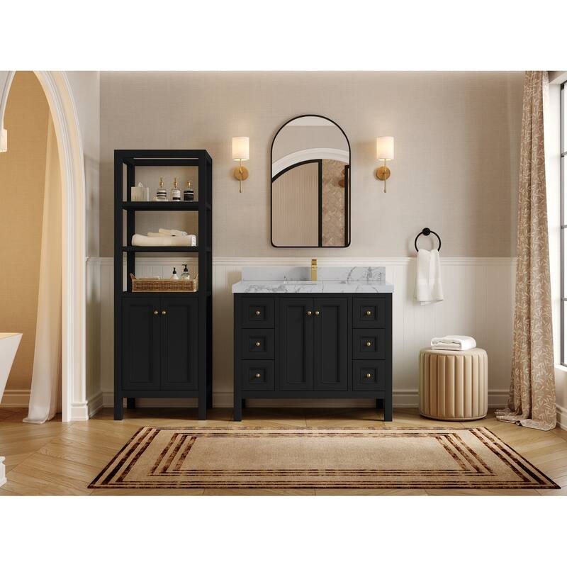 Willow Collections 42 in. W x 22 in. D Nashville Single Sink Bathroom Vanity with Countertop - 2”Venatino - Black
