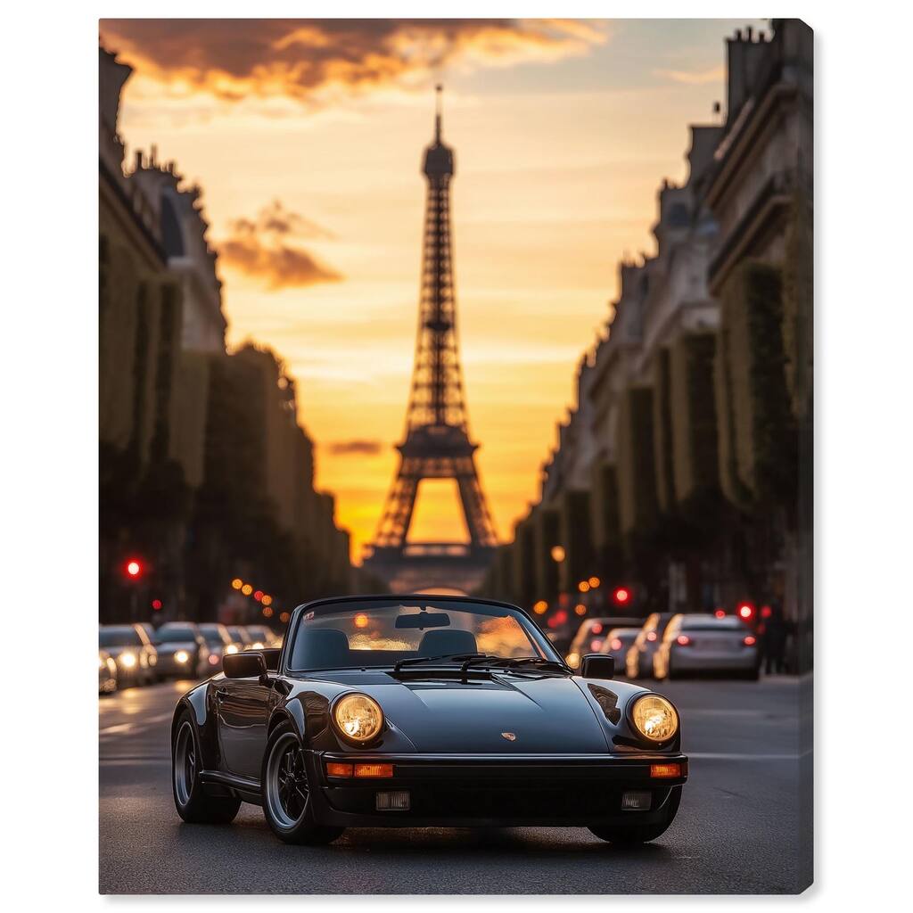 Parisian Porsche Twilight II Canvas by Art Remedy, Gallery Wrapped