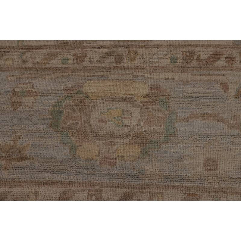 Vegetable Dye Oushak Turkish Rug Handmade Floral Wool Carpet - 9'4"x 12'5"