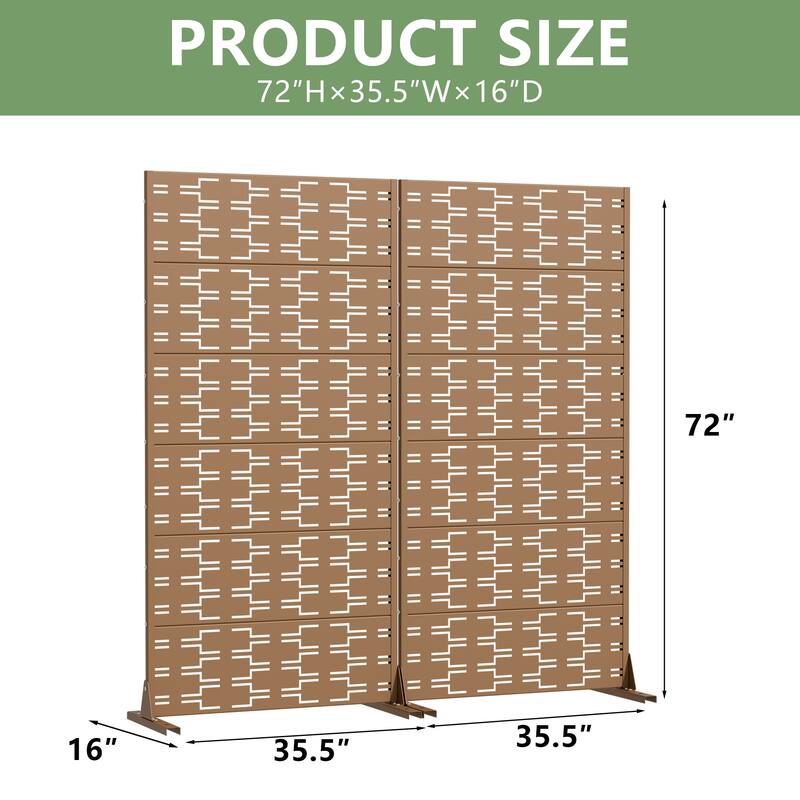 Outdoor Privacy Screen Metal Screen Fence Panel Set of 2