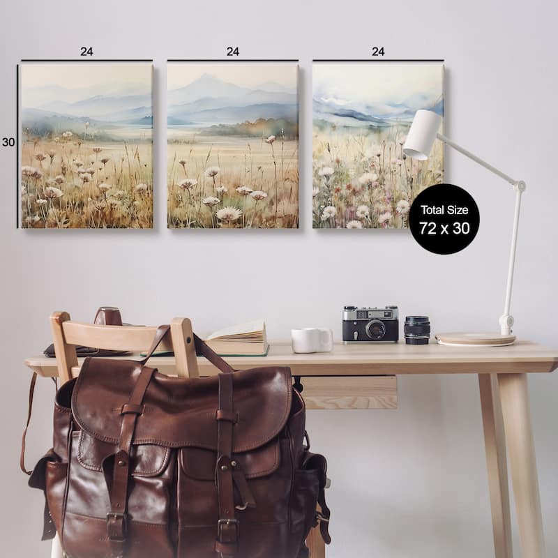 Stupell In The Field Landscape 3 Piece Canvas Wall Art Set Design by Petals Prints Design