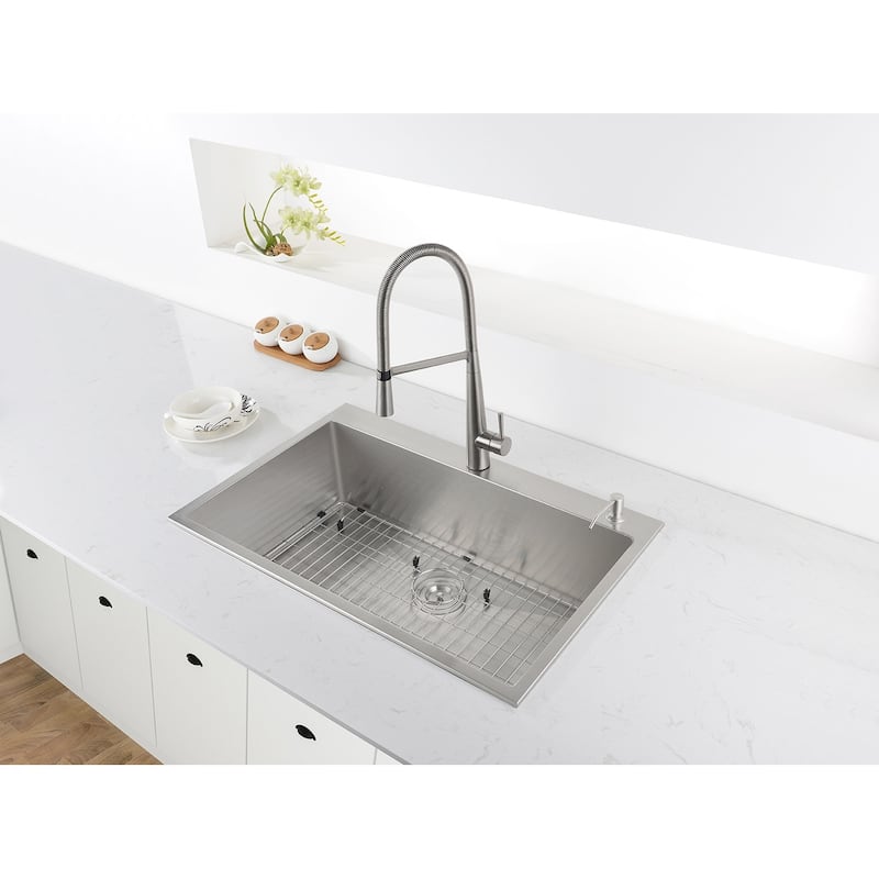 Ruvati 30 x 22 inch Drop-in Tight Radius Topmount 16 Gauge Stainless Steel Kitchen Sink Single Bowl - RVH8009 - 30" X 22"