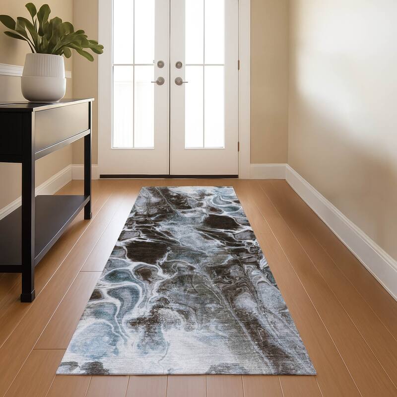 Premium Washable Super Soft Modern Abstract Mayfield Rug - Chocolate - 2'3" x 7'6"