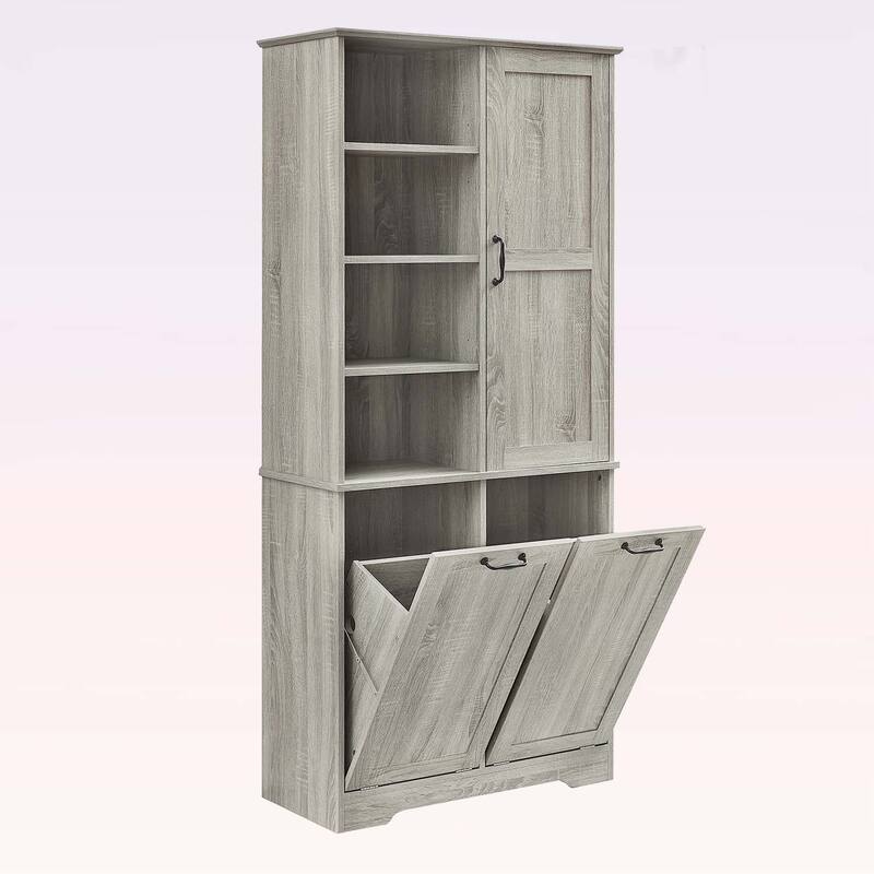 Stylish and Functional Bathroom Storage Cabinet with Doors,Drawers,Tilt-Out Laundry Hamper