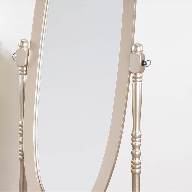 Traditional Queen Anna Style Wood Floor Cheval Mirror, Gold Finish