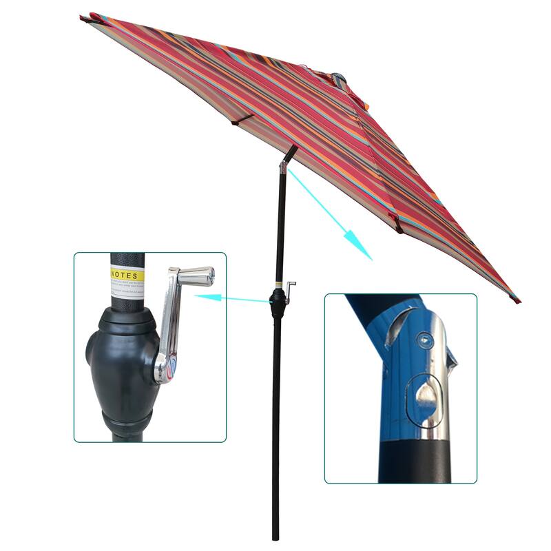 9ft Patio Umbrella Market Round Umbrella Outdoor Garden Umbrellas with Crank and Push Button Tilt for Garden Backyard Pool