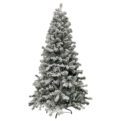 Medium Heavily Flocked Madison Pine Artificial Christmas Tree - 6.5' - Unlit - 6.5 Foot