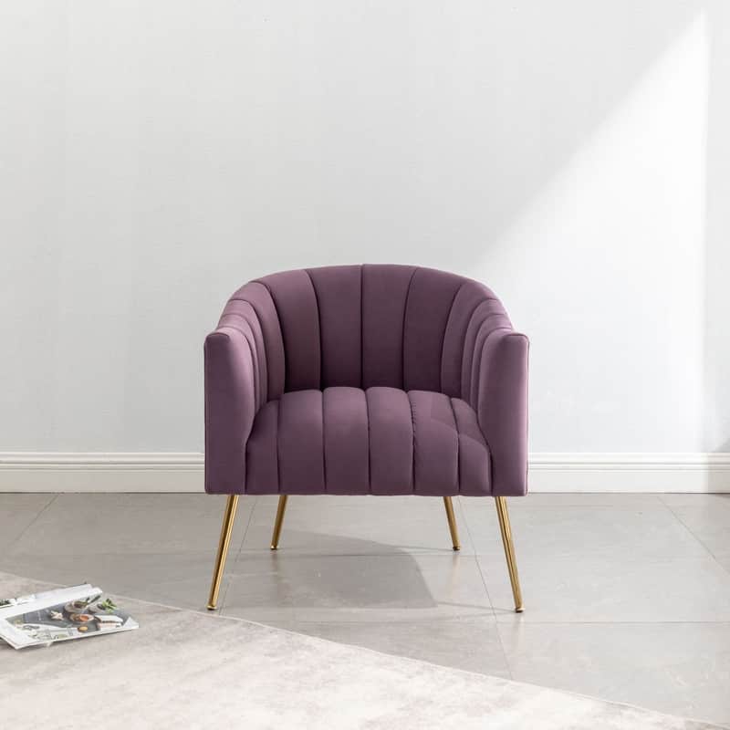 SEYNAR Modern Glam Velvet Accent Vanity Chair with Golden Metal Legs for Living Room