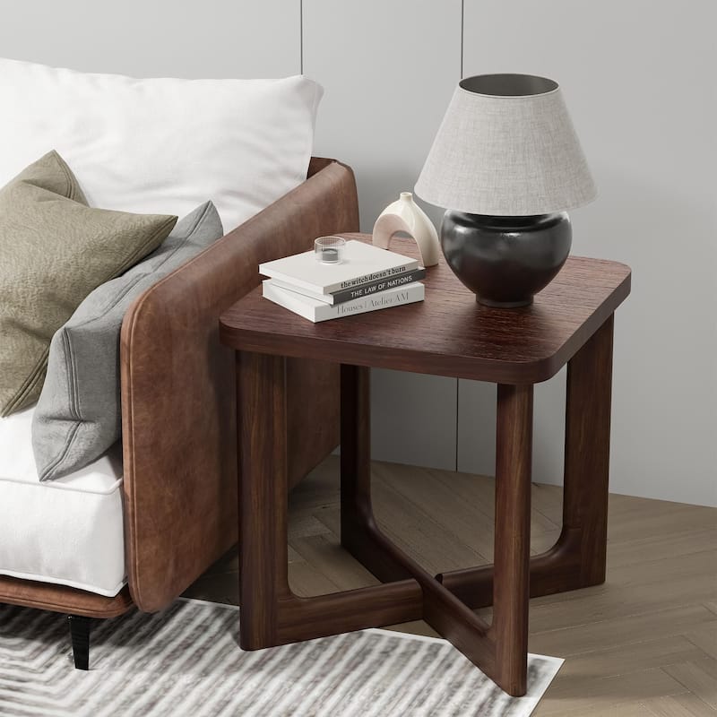 Rectangle Solid Wood Oak Coffee Table End Table - 24"x24"x24" - Walnut