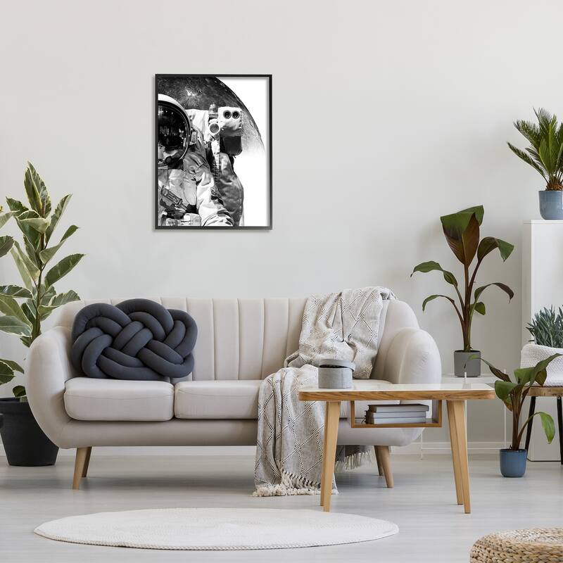 Stupell Monochrome Astronaut Distant Planet Outer Space Photography Framed Wall Art, Design by Brandon Wong