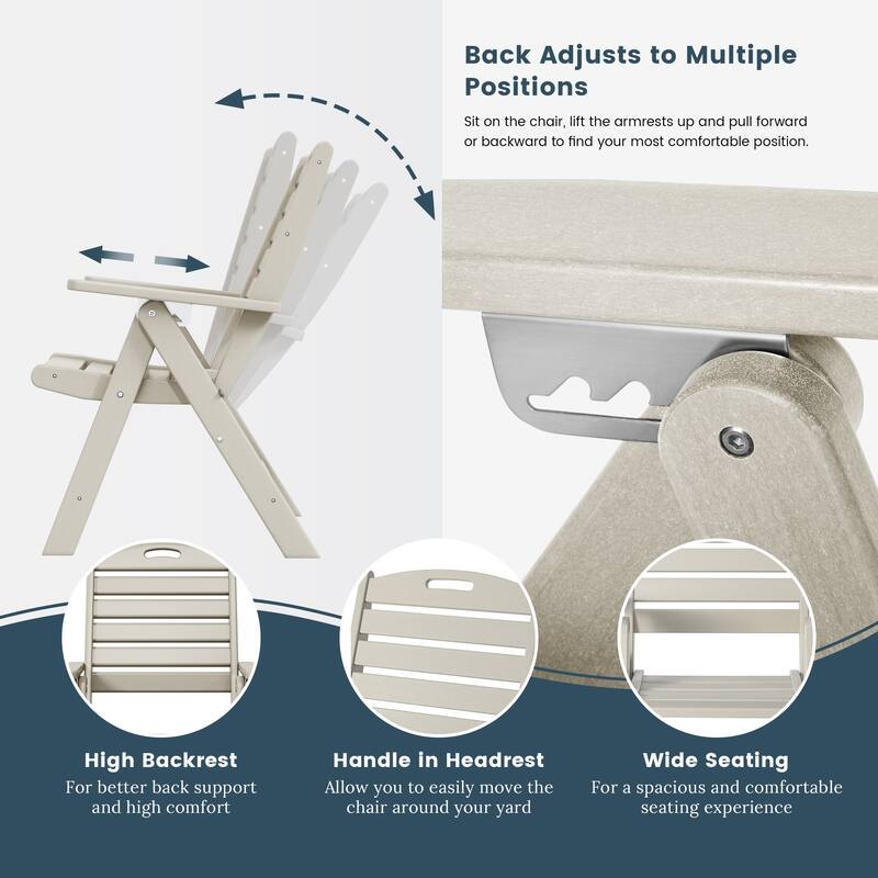 Coastline Patio Folding Highback Dining Chair Set of 2