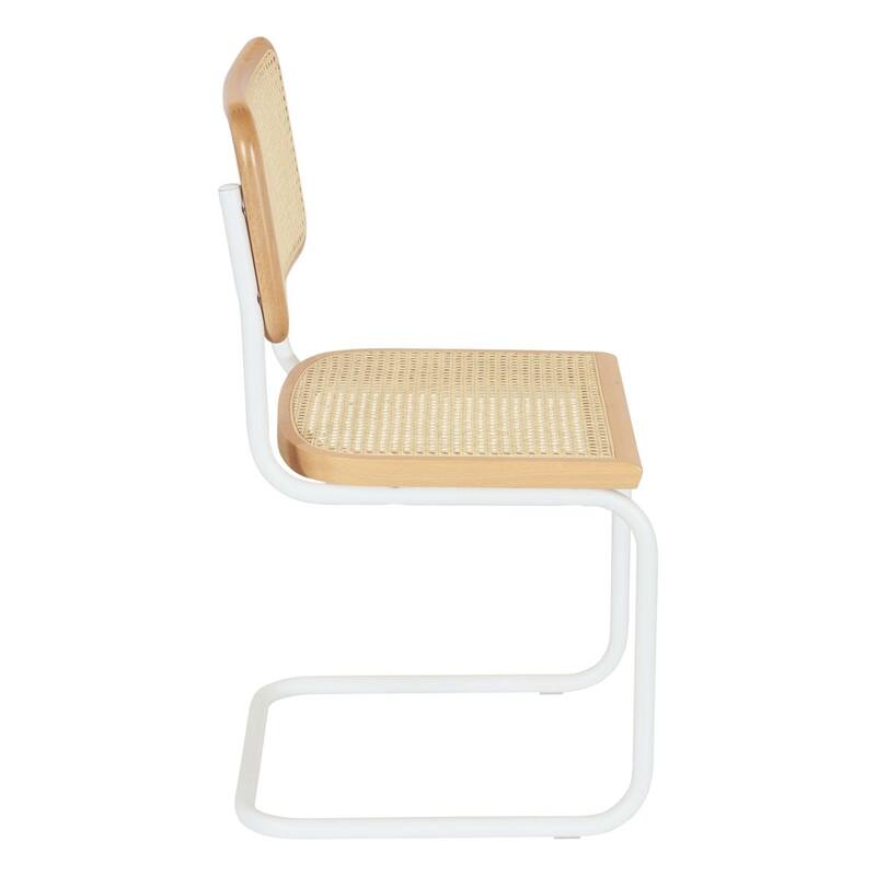 Breuer Chair Company Marcel Breuer Cesca Cane Cantilever Side Chair w/ White Steel Frame (Various Wood & Cane Colors)