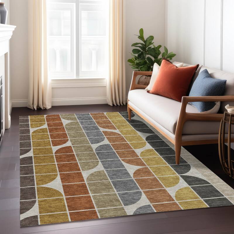 Machine Washable Indoor/ Outdoor Modern Finch Chantille Rug