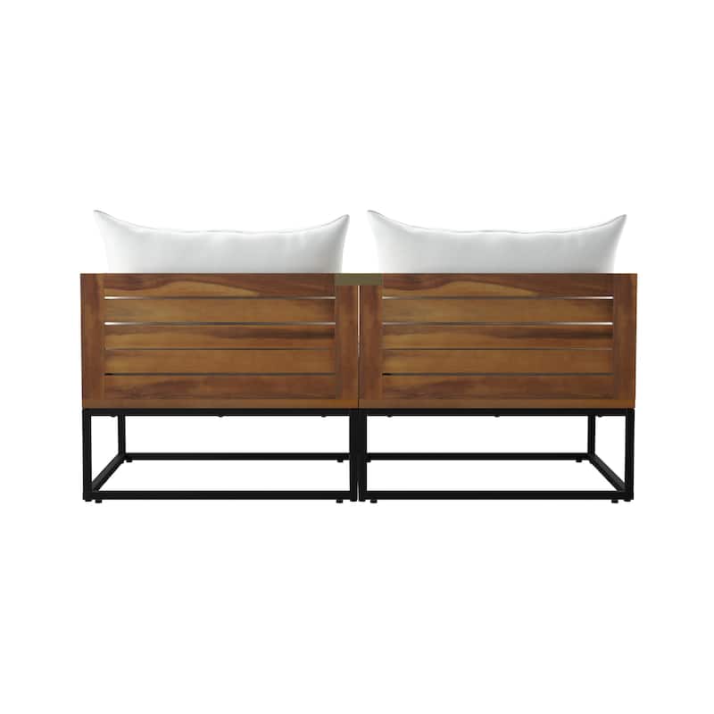 SEI Furniture Taradale Modular Outdoor Loveseat Club Chairs with Cushions and Deep Seating