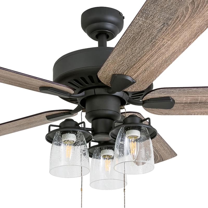 52" Prominence Home Briarcrest Bronze Farmhouse LED Ceiling Fan with Light, Pull Chain