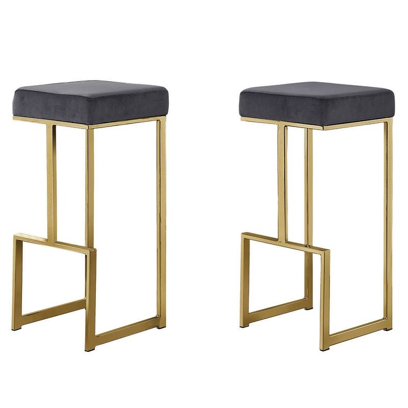 Best Master Furniture Velvet Gold Bar Stool (Set of 2)