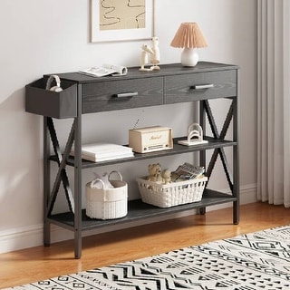 Multi-function Console Table with 2 Drawers, Entryway Sofa Table with 3 ...