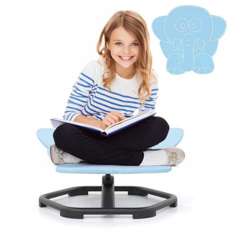PP Spinning Sensory Swivel Chair with Metal Base and Elephant Design for Kids - 21" L x 19.5" W x 10" H